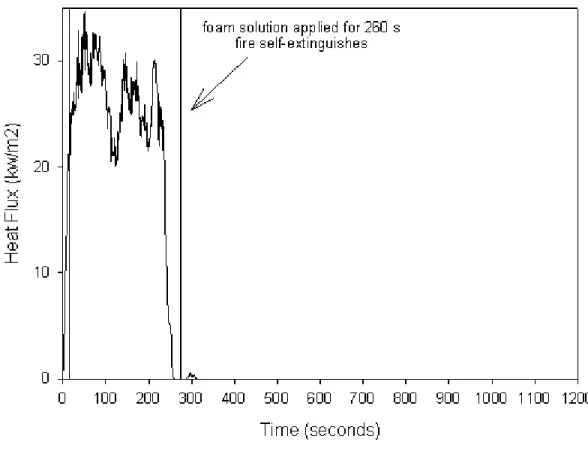 Figure 6.  Test 10;  Unexpanded foam solution heat flux data using National  Aerolite Foam @ 3%