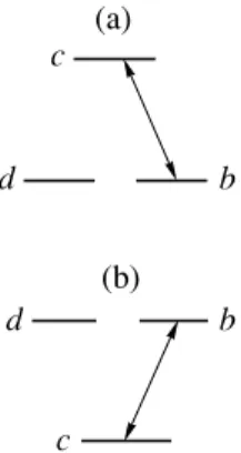 Figure 2b presents the V scheme of the excitation in the dbc basis. For this scheme, only state c is populated before the excitation, and, therefore, c is put at the  bot-tom.