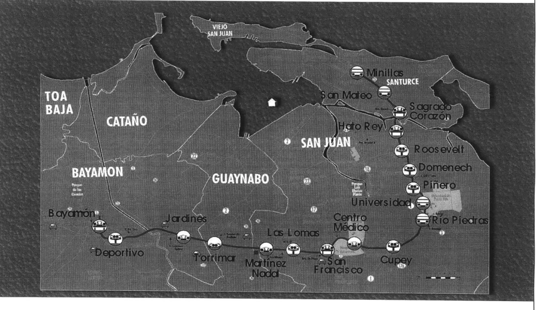 Figure 1-1.  Tren  Urbano  Phase  I and IA Alignment