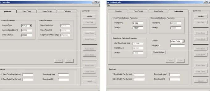 Figure 3.  LDS Controller Application – Operation Tab  Figure 4.  LDS Controller Application – Calibration Tab 