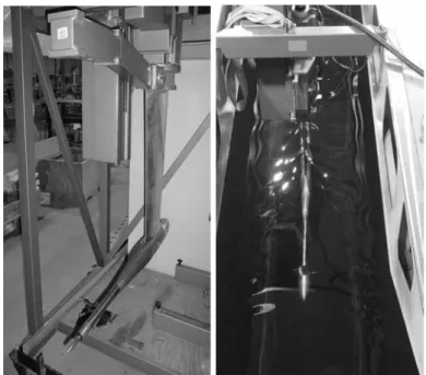Figure 5. Kempf &amp; Remmers dynamometer: in test frame (left) and in the tow tank (right)