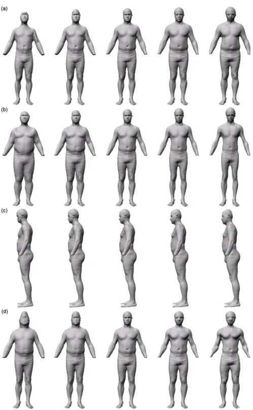 Figure 5: Shape variation induced by some of the main components (components are sorted in de- de-creasing order of their variances)