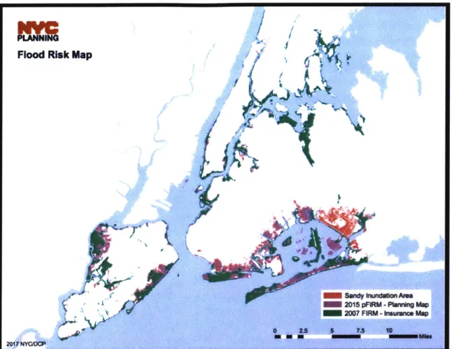 Figure 4:  Updated FIRMs  and Sandy Inundation, Source: City  of New  York