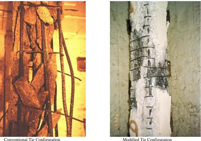 Figure 5  Comparison of Spalling in HSC Columns after Fire Resistance tests [11] 