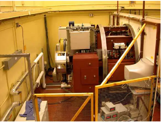 Figure 2. Rear view of the linac showing the gantry  on which all major components are mounted