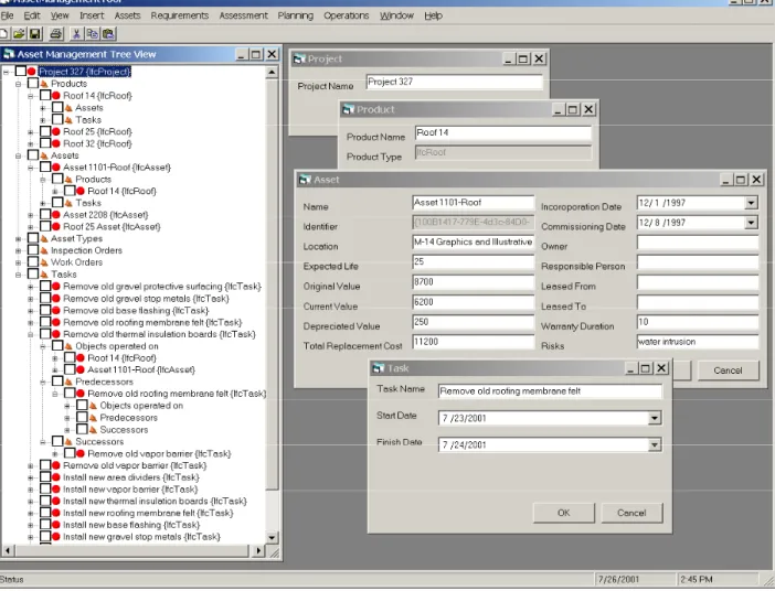 Figure 9: Overview of the Asset Management Tool’s user interface populated with data for project 327 Data Source 
