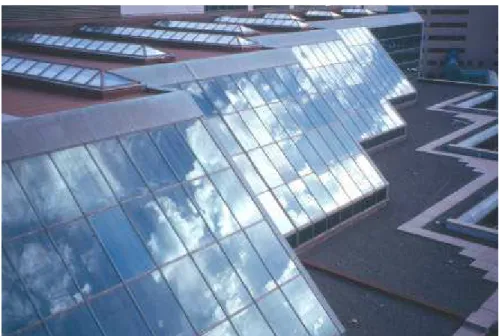 Figure 2   CASE STUDY 1:  Exterior and interior views of the atrium fenestration
