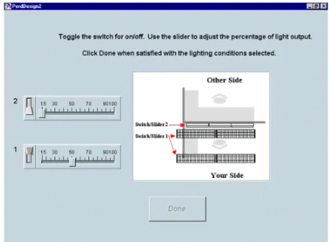 Figure 5.  The appearance of the on-screen lighting control interface, for each lighting design.