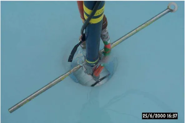 Figure 8: Photograph of the borehole jack in the ice. 