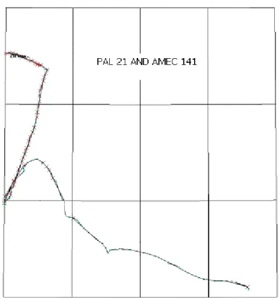 Figure 3.1  Comparison of the Year 2000 PAL #21 and AMEC #141  The database was then corrected for these duplicate sightings so that a single search  would return all of the relevant sighting data