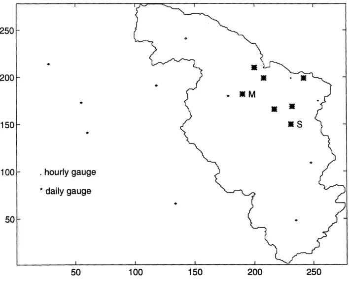 Figure  4-4:  Rain  gauges  in  Rosano with  the  weight  being  the  inverse  of  the  squared  distance,  that  is