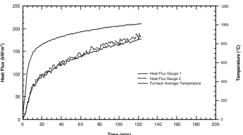Figure 6 Heat Exposure Measurement in Intermediate-scale Floor Furnace (Test No. 1)