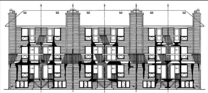 Figure 1. Mapping the staining patterns on the exterior sheathing board on an elevation of   the façade during the investigation.