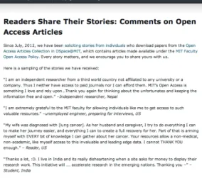 Figure   4:   MIT   Libraries’   Web   page   of   reader   comments   on   open-­‐access   articles