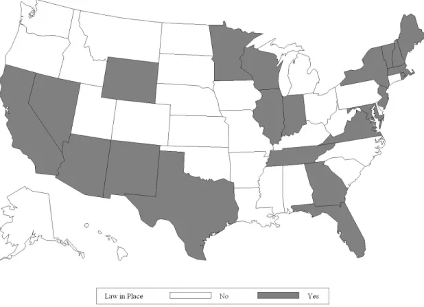 Figure 3: Map of States with Hospital Privacy Laws: 2002