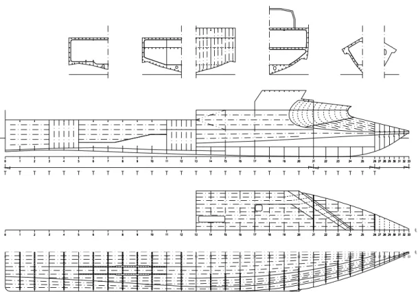 Figure 16 - Structural Arrangement used in the FE Model of Generic Crew Boat 