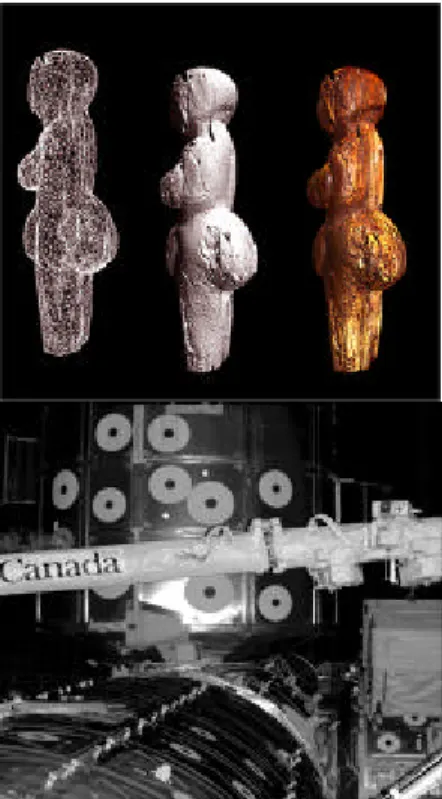 Figure 1: Applications of 3D  range from high accuracy  color  models of historical objects  using RGB lasers, to large  structures in the harsh  environment of space