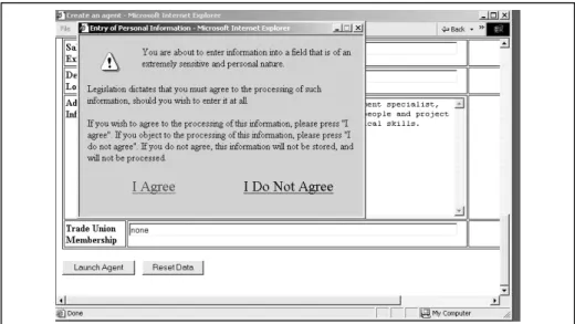 Figure 2:  An example of a Just-In-Time Click-Through Agreement (JITCTA) 