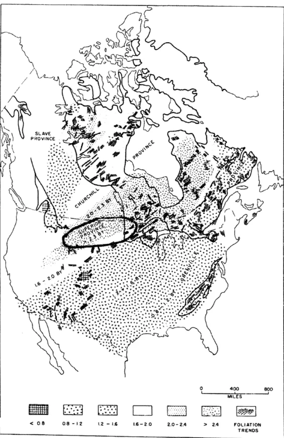 Figure 1-4  Precambrian Mineral  Date Provinces  of North America 4