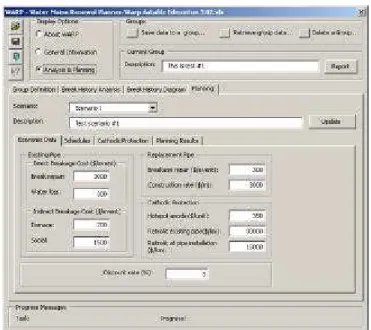 Figure 6. Cost data input in WARP