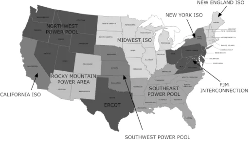 Figure 2. State-level aggregation of national electric power market regions.