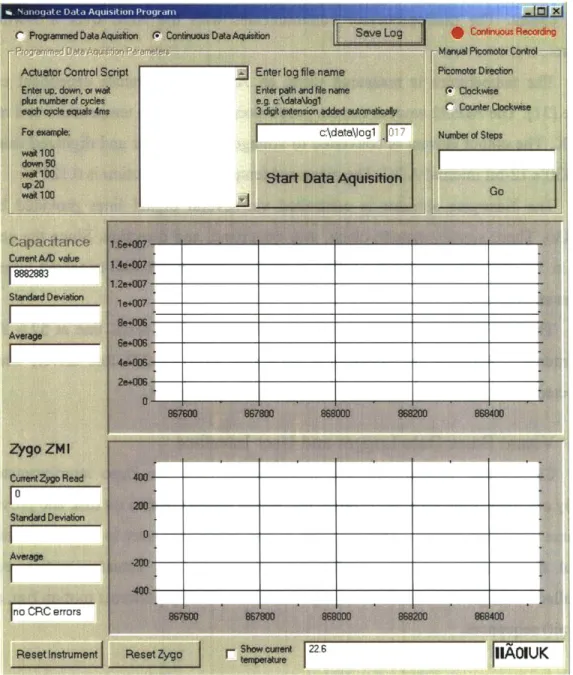 Figure  18:  Screen-shot  of the Visual Basic data  collection  and user interface  program