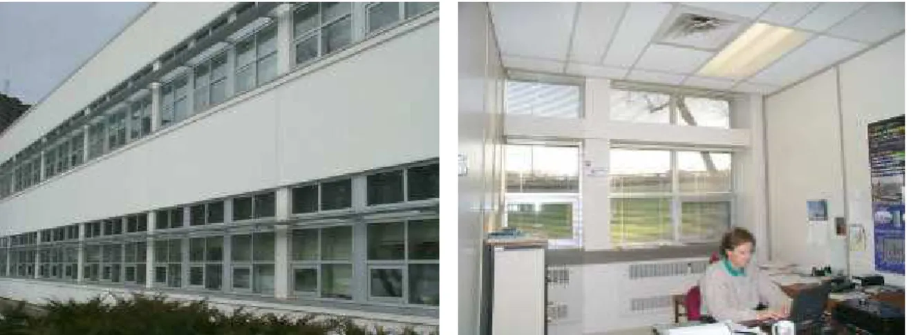 Figure 1 Exterior view of the south-facing facade Figure 2  Interior view of a typical office space