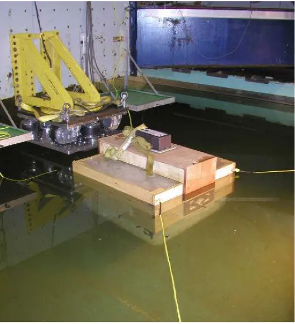 Figure 13 Test set-up showing the floating ice block with the MOTAN  mounted on top. During a test, the ice block was towed approximately 1 m 