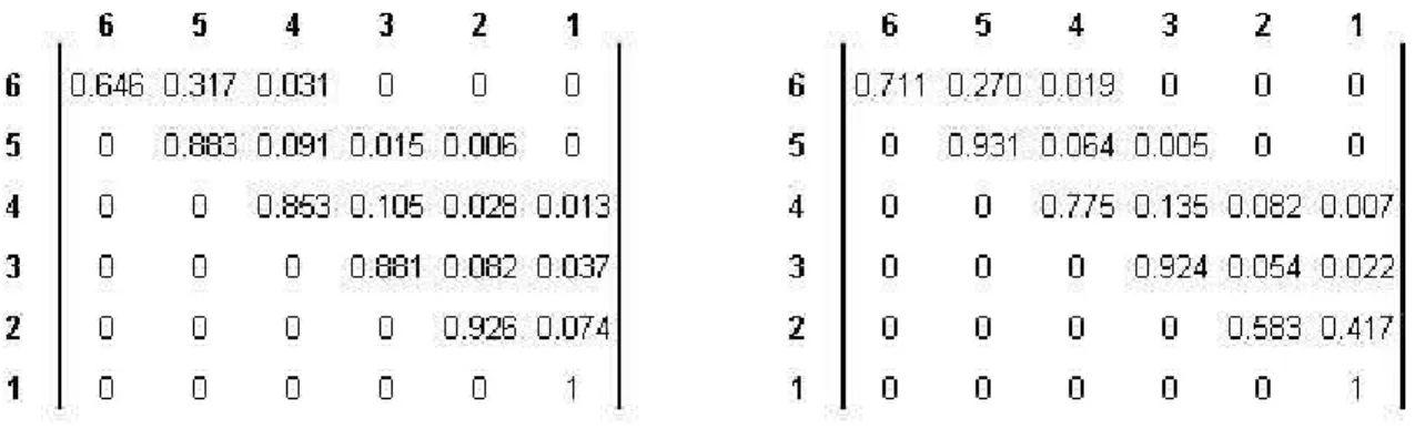 Figure 7: Distribution of inspection periods in MTQ data  Figure 6: Transition probability matrices based on MTQ data 