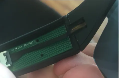 Figure 3-4: Flexible Circuitry Running Through Hinge of a Common Smart Eyeglass Architecture
