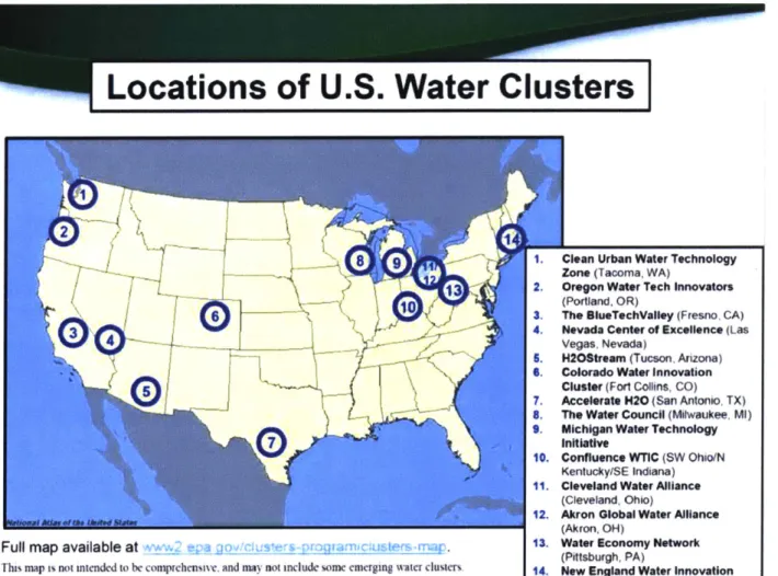 Figure  3 - Map  of U.S.  Water Clusters  identified by the  EPA  (Gutierrez 2016,  16)