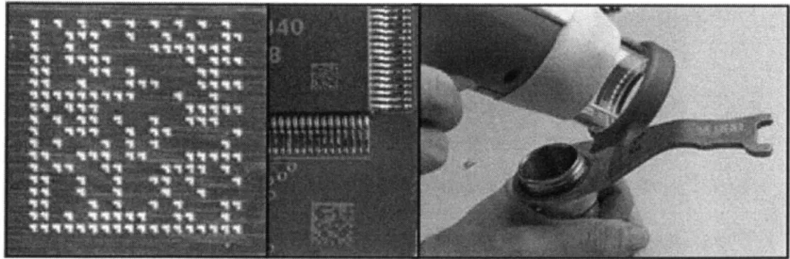 Figure 2: Dot-Peened  Matrix, Serial Number  on Chip, Cognex  Dataman Matrix Readerl