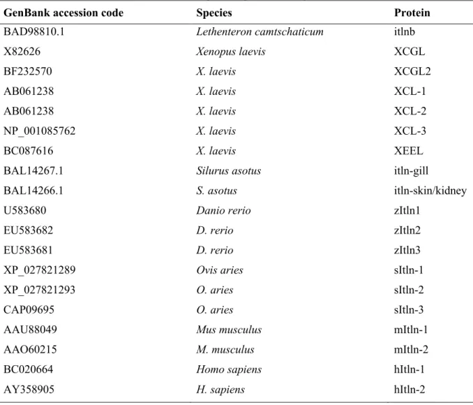 Table 1-1. GenBank accession codes for aligned sequences in Figure 1-2 