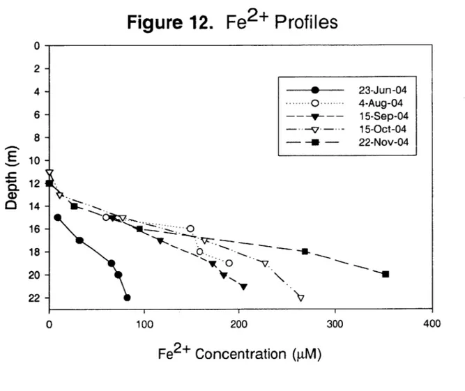 Figure  12. 100 Fe2+200 Profiles 300 Fe 2 + Concentration  (pM)02-4-6-8-0-%,0-------  23-Jun-04-