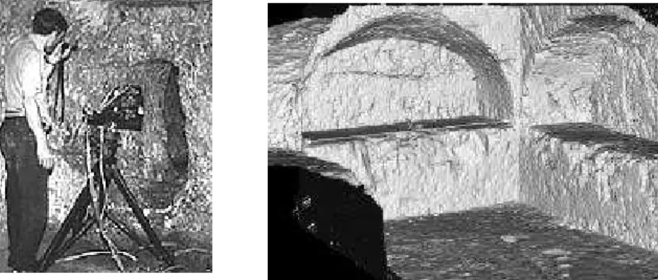 Figure 6. The Large Volume camera is shown (left) mounted on a conventional tripod scanning the  entrance of St