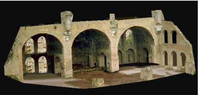 Figure 4 shows an exposition of Canadian Native art within a stone room recreated with photogrammetry