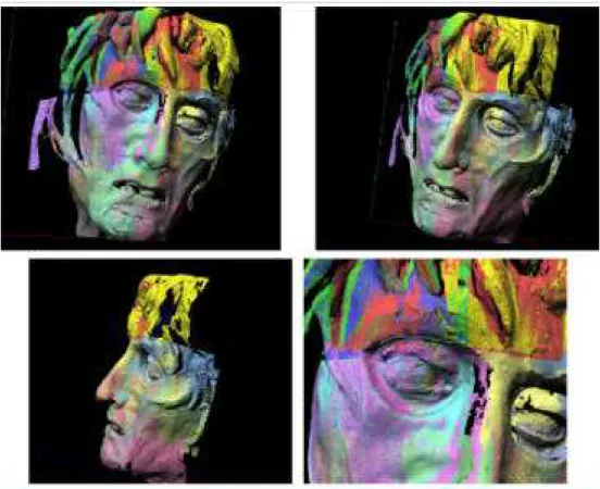 Figure 3 –  View of the facial features of the sculpture. Here the result of the alignment process of 18 distinct 3D images is shown