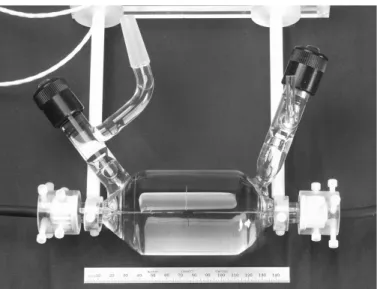 Figure 1:  Side view of the sealed water calorimeter. The drawing is not to scale, but the sides of the outer box are approximately 85 cm long.