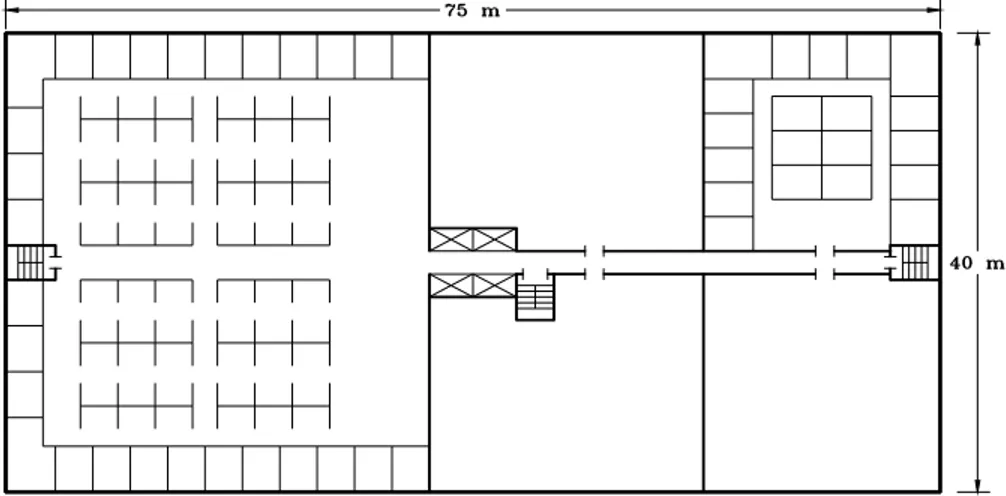Figure 2:  Floor plans of 4-storey office building 