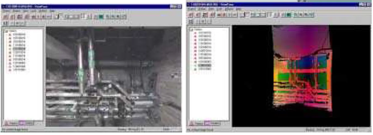 Figure 3.  Panoramic image browser with ‘Hazmap’ image (left) and Biris range image (right).