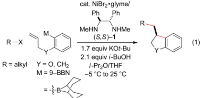 Table 1. Catalytic Enantioselective Cyclization/Cross- Cyclization/Cross-Coupling with an Alkyl Electrophile: In ﬂ uence of Reaction Parameters a