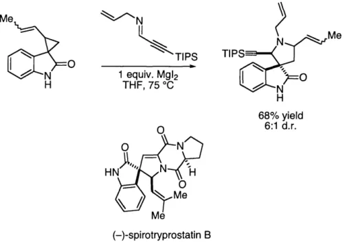Figure 1.3. Use of a diastereoselective  ring-expansion  strategy  by Carreira and co-workers to synthesize  a key intermediate  in the synthesis of spirotryprostatin