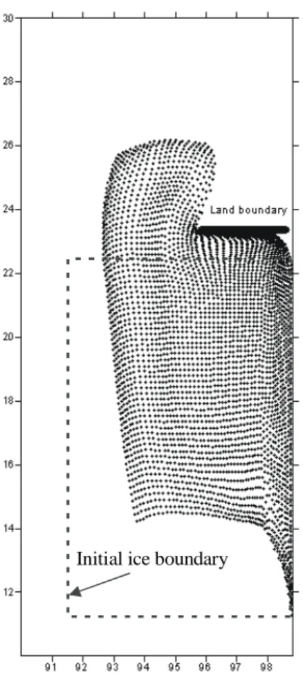 Fig. 4: Particle positions after 50 hours, north land barrier introduced.