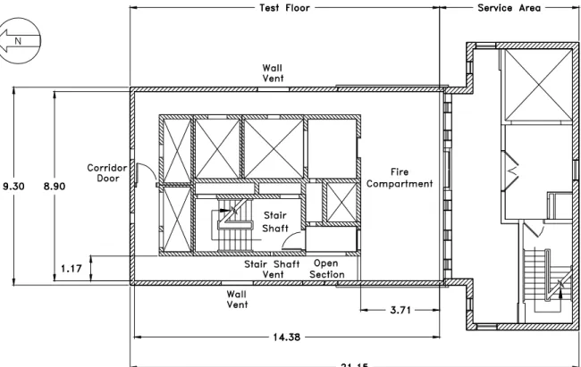 Figure 1.  Test arrangement on the fire floor. 