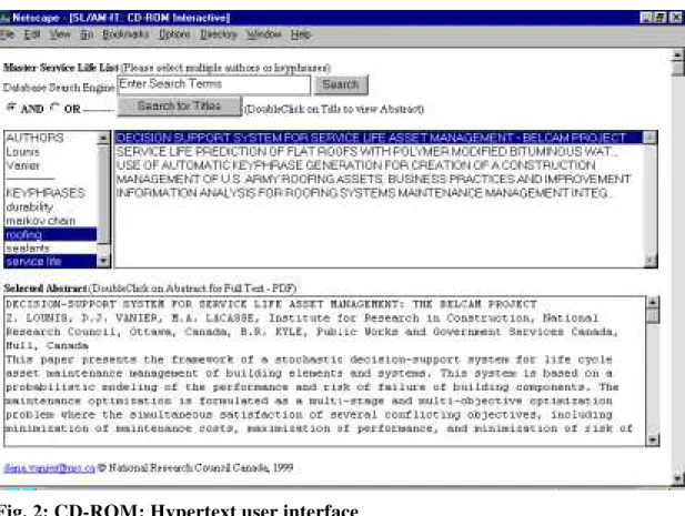 Fig. 2: CD-ROM: Hypertext user interface 3.1.3 Inverted index