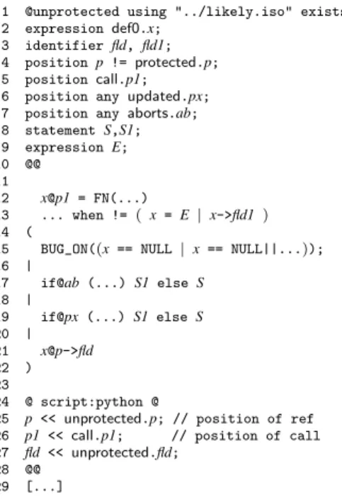 Figure 17 shows an example of a bug found with the semantic match template for category 2 functions