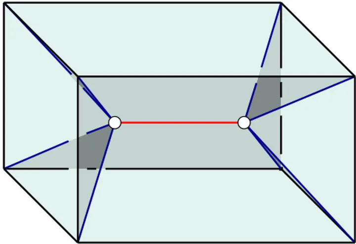 Figure 2: A box P. The set S 4 (P, 0) is the segment connecting the hollow dots and has dimension 1.