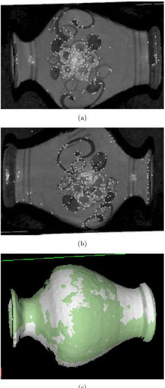 Figure 4: (a) and (b) Feature points found in the in- in-tensity component of two dierent range images of a duck
