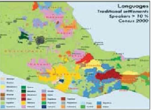 Figure 1. Traditional settlements of indigenous language speakers in Mexico, 2000 census