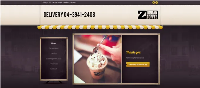 Figure 1: web homepage of Z Urban Coffee (2014) 